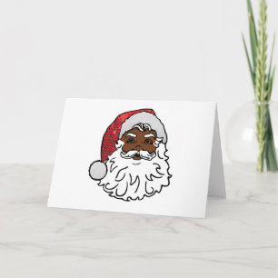 black santa claus holiday card