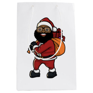 Black Santa Claus Holiday Gift Bag