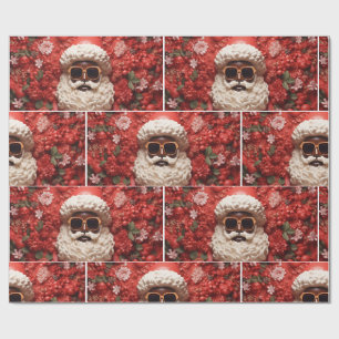 Black Santa Claus Melanin Christmas 3D St. Nick Wrapping Paper