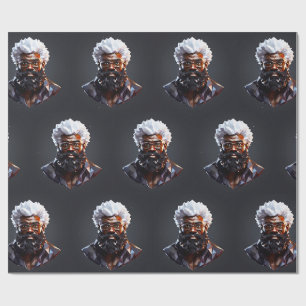 Black Santa Claus Melanin Christmas 3D St. Nick Wrapping Paper