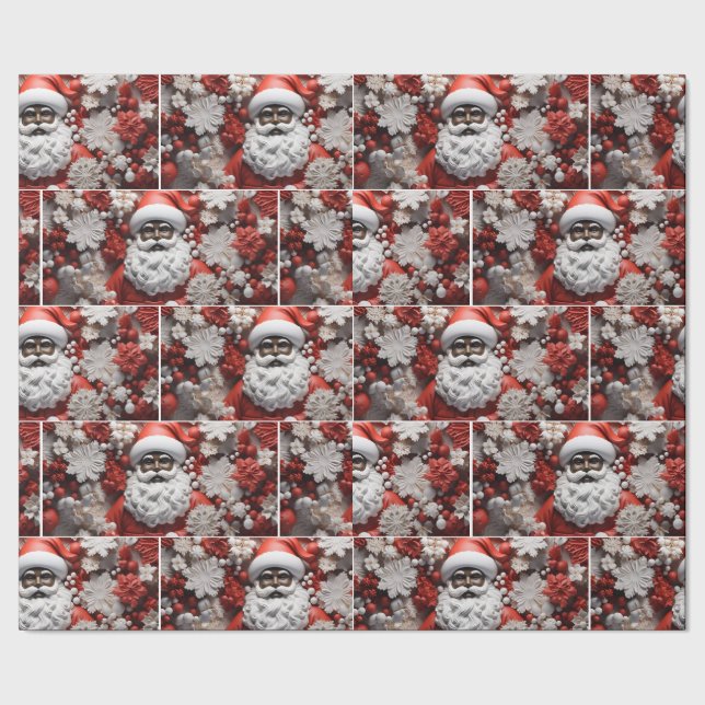 Black Santa Claus, Melanin Christmas, Ugly Xmas Sw Wrapping Paper (Seam)