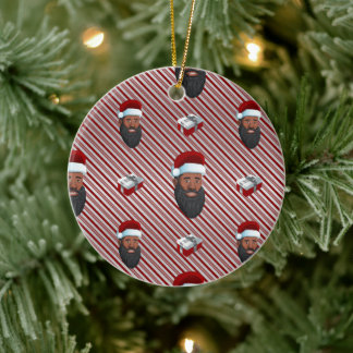 Black Santa Claus Red Striped Ceramic Tree Decoration