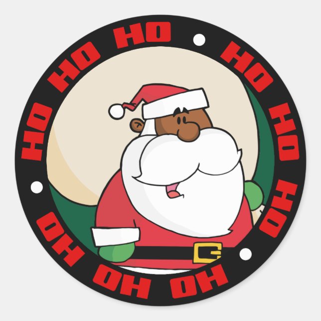 Black Santa Claus with Toy Sack Classic Round Sticker (Front)