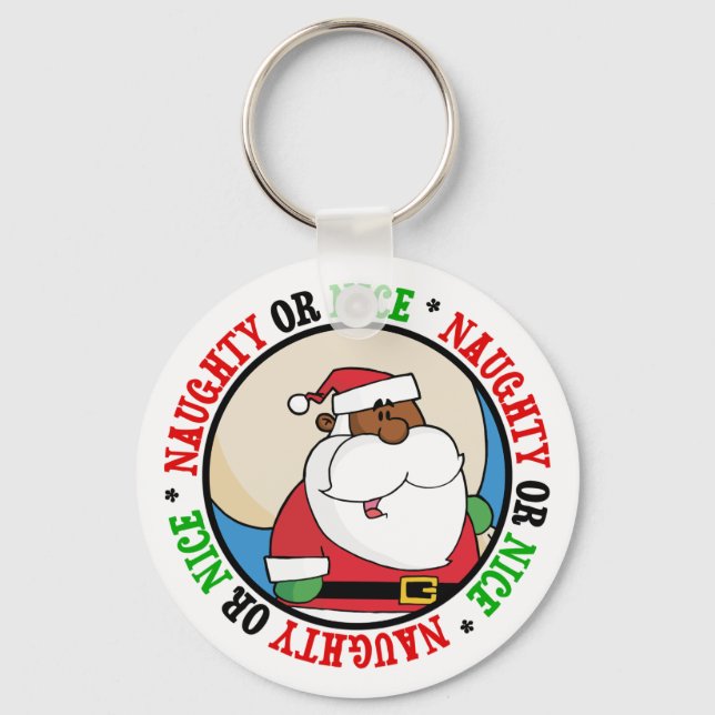 Black Santa Claus with Toy Sack Key Ring (Front)