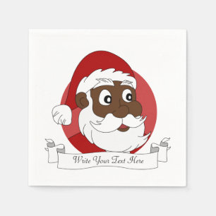 Black Santa Clause Cartoon Napkin