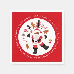 Black Santa Eat. Drink. Be Merry. Napkin