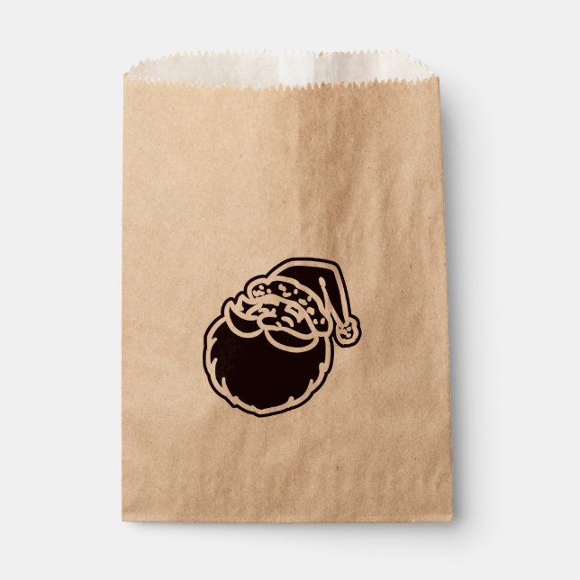 Black Santa Face Christmas Holiday Favour Treat Favour Bags (Front)
