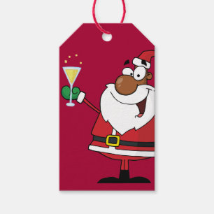 Black Santa Holiday Toast Paper Gift Tag