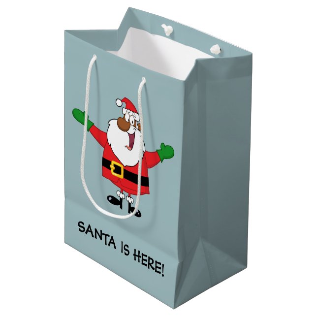 Black Santa Hugs Gift Bag (Front Angled)