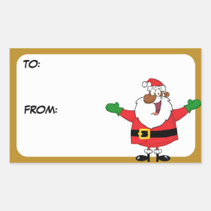 Black Santa Hugs Gift Tag Sticker