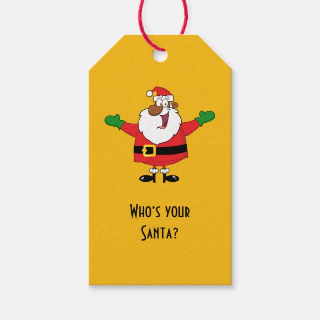 Black Santa Hugs Paper Gift Tag (Front)