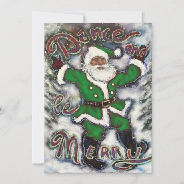 Black Santa in Green Suit Greeting Card/Invitation Invitation (Front)