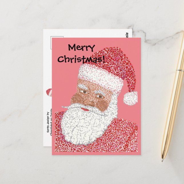 Black Santa in Pointillism Custom Postcards (Front/Back In Situ)