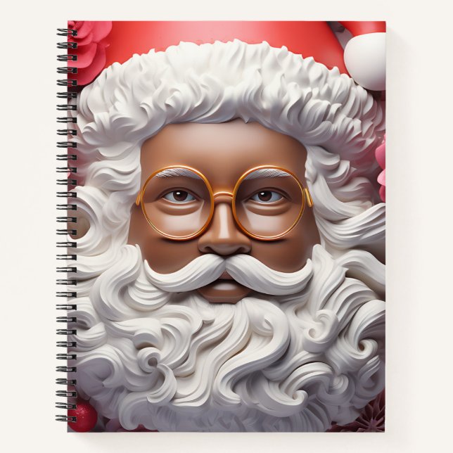 Black Santa Melanin Christmas King Bruh Saint Nick Notebook (Front)