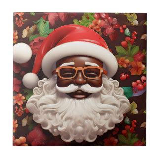 Black Santa Melanin Christmas King Bruh Saint Nick Tile