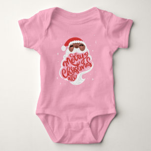 Black Santa   Merry Christmas All  Baby Bodysuit