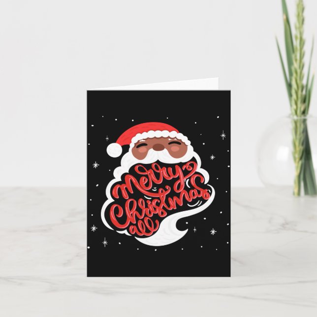 Black Santa Merry Christmas All Toddler T Shirt  Card (Front)