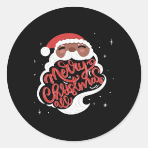Black Santa Merry Christmas All Toddler T Shirt  Classic Round Sticker