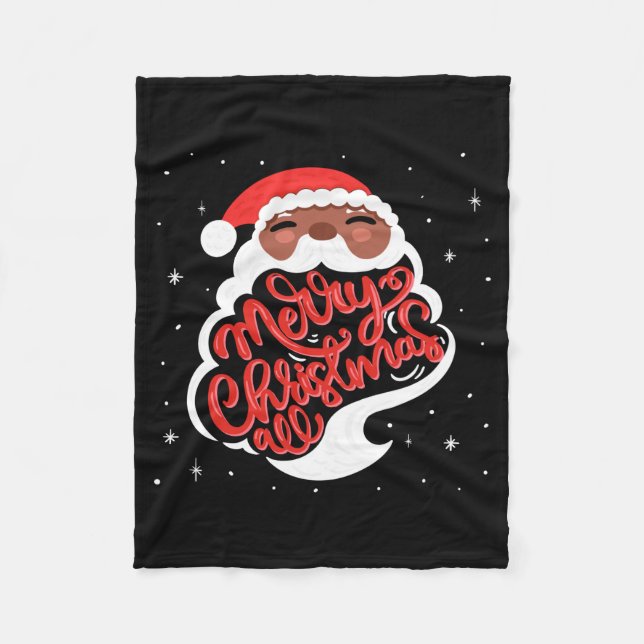 Black Santa Merry Christmas All Toddler T Shirt  Fleece Blanket (Front)