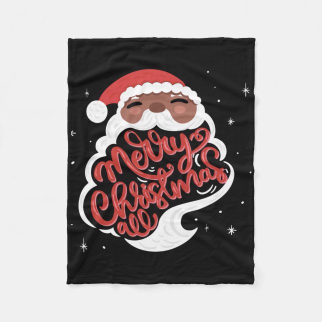 Black Santa Merry Christmas All Toddler T Shirt  Fleece Blanket (Front)