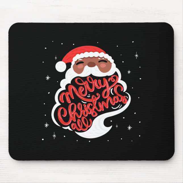Black Santa Merry Christmas All Toddler T Shirt  Mouse Mat (Front)