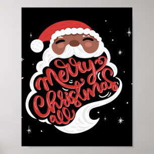 Black Santa Merry Christmas All Toddler T Shirt  Poster