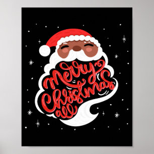 Black Santa Merry Christmas All Toddler T Shirt  Poster