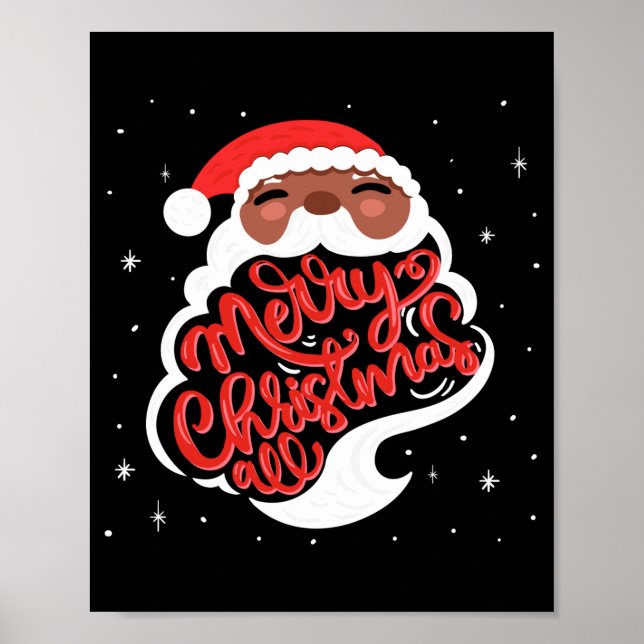 Black Santa Merry Christmas All Toddler T Shirt  Poster (Front)