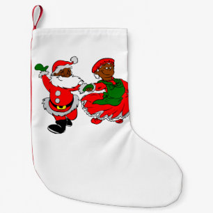 black santa mrs claus christmas stocking
