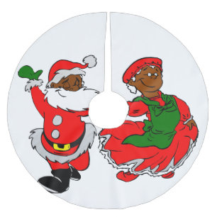 black santa mrs claus christmas tree skirt