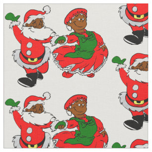 black santa mrs claus fabric