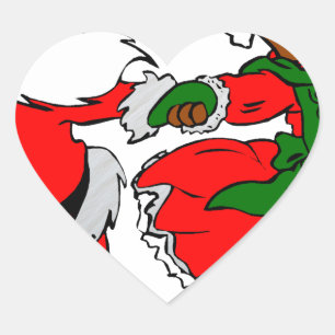 black santa mrs claus heart sticker