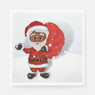 Black Santa Paper Napkins