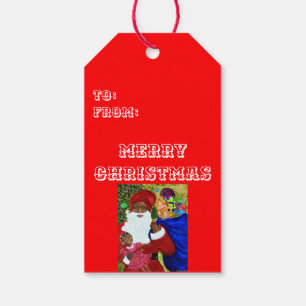 Black Santa Personalised Gift Tags - Christmas