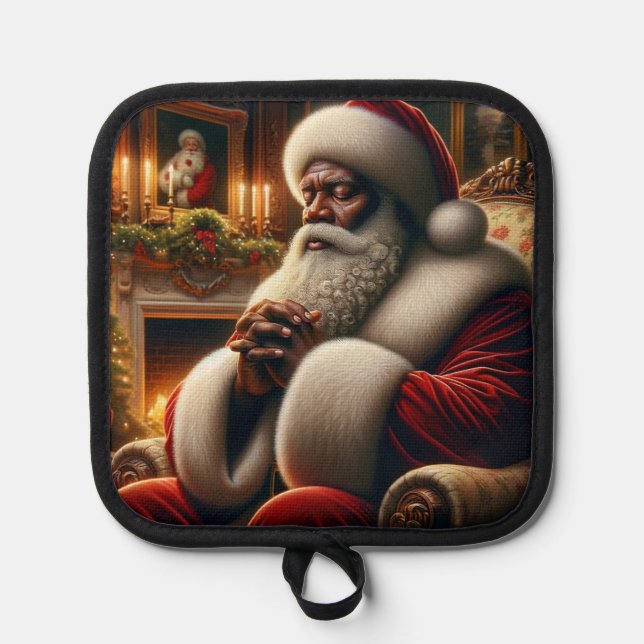 Black Santa Pot Holders  (Front)