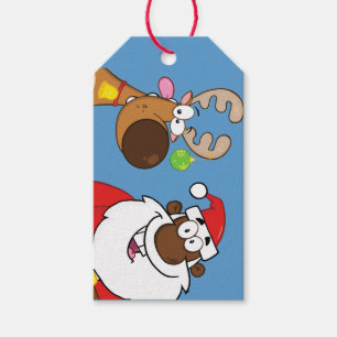 Black Santa & Reindeer Paper Gift Tag