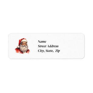 Black Santa Return Address Label