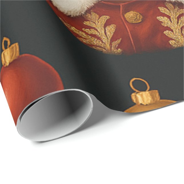 Black Santa Roll Wrapping Paper (Roll Corner)