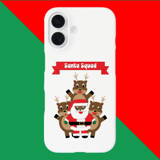 Black Santa Squad Christmas Reindeer Funny iPhone 16 Case