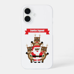 Black Santa Squad Christmas Reindeer Funny iPhone 16 Case