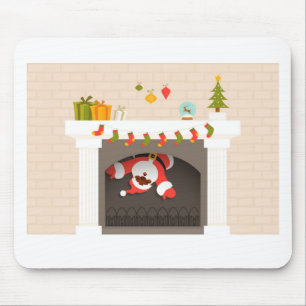 black santa stuck in fireplace mouse mat