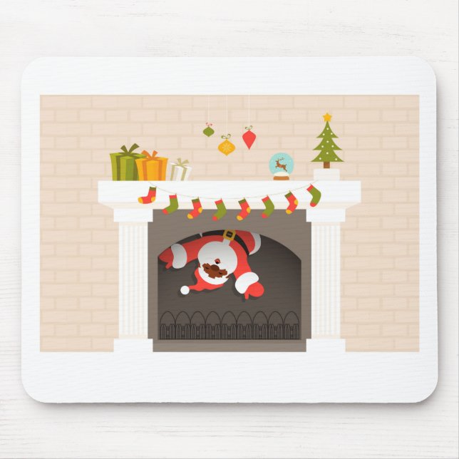 black santa stuck in fireplace mouse mat (Front)