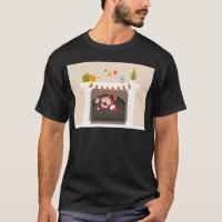 black santa stuck in fireplace