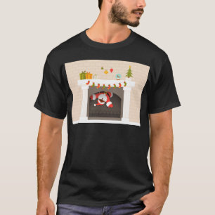 black santa stuck in fireplace T-Shirt