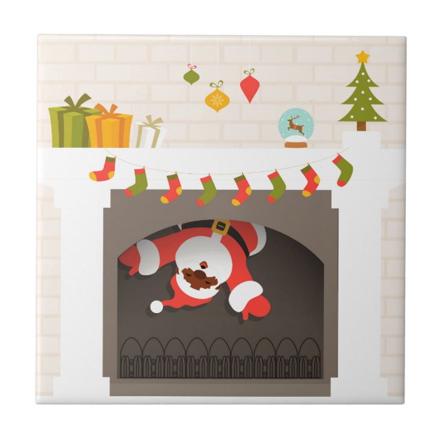 black santa stuck in fireplace tile (Front)