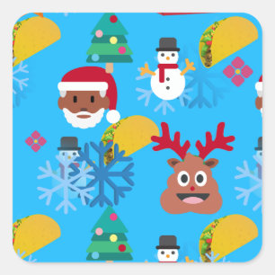 black santa taco christmas square sticker