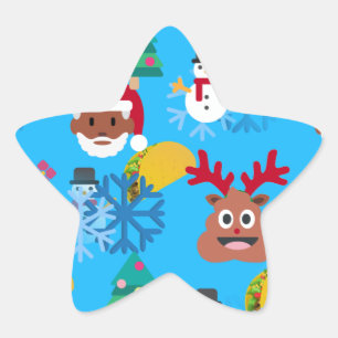 black santa taco christmas star sticker