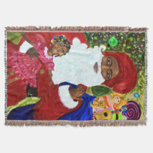 Black Santa Throw Blanket - Home Decor Gifts