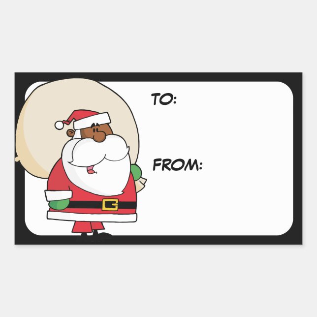 Black Santa Toy Sack Gift Tag Sticker (Front)