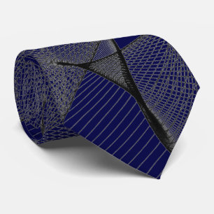 Black Sapphire Blue 000044 & Silver "Spider Web" Tie